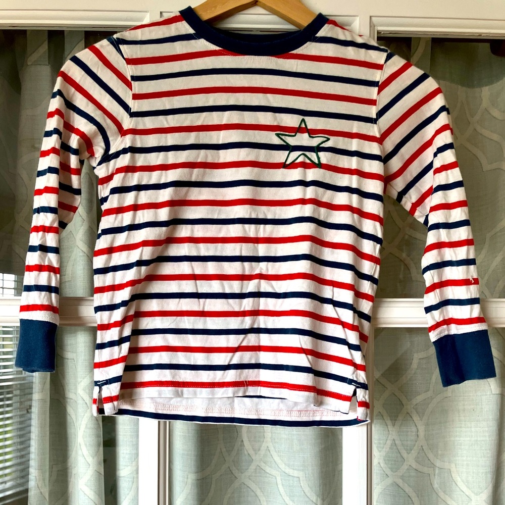 Tucker + Tate Red, White, & Blue Striped Long Sleeve Shirt w/ Star Embroidery